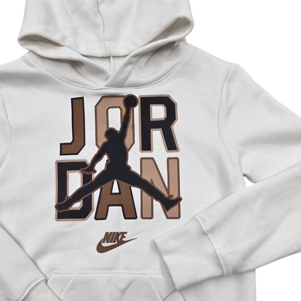 NWT Jordan Boys Sail White Jumpman Logo Pullover Hoodie Size S 8-10